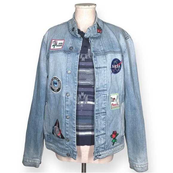 Rare HUDSON JEANS Motorcycle Denim Jacket Embroidered Hipster Trucker Western - Picture 13 of 13